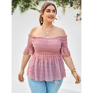 Shein strapless pink ruffle top